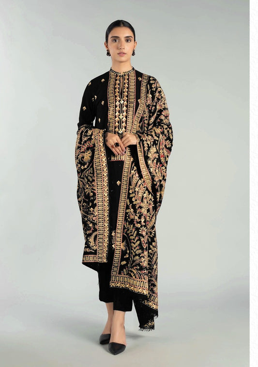BAREEZE | DHANAK 3 PIECE UNSTICHED FULL HEAVY EMB SUIT WITH HEAVY EMB SHAWL FOR WINTER 2025-26
